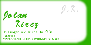 jolan kircz business card